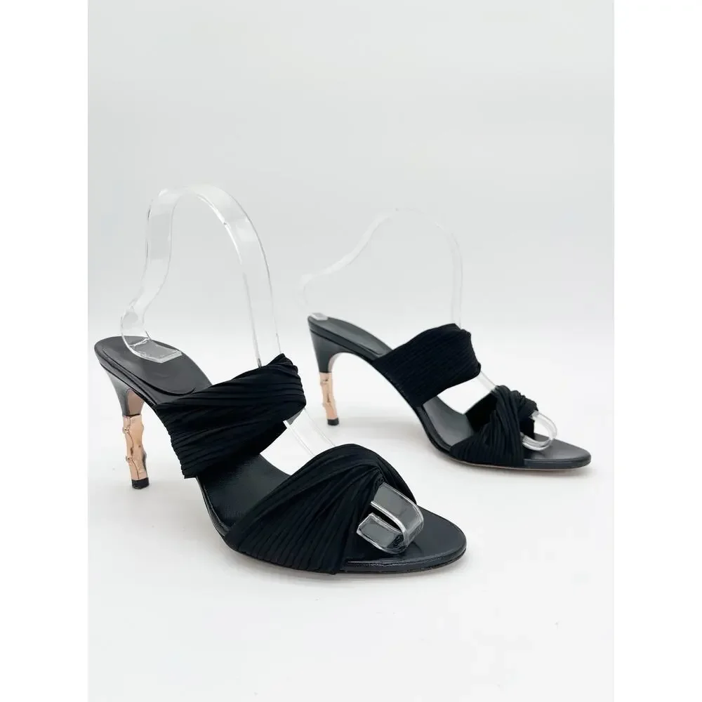 Gucci Vintage Retro 2004 Tom Ford Black Jersey Bamboo Heel Mule Sandals 7.5